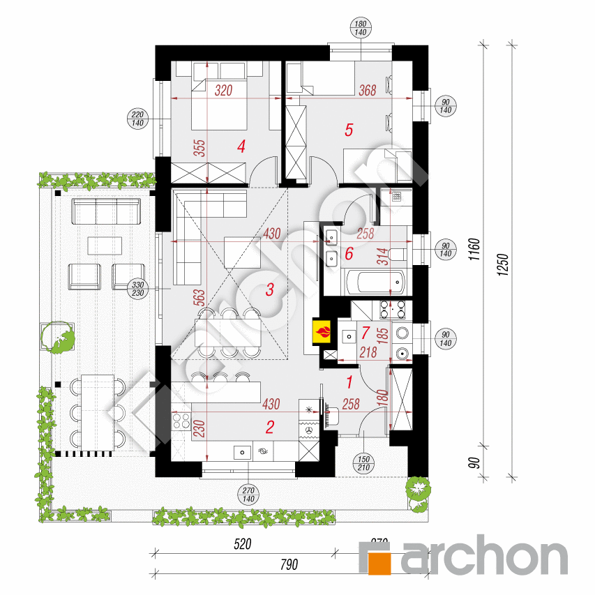 gotowy projekt Dom w toreniach 3 (E) rzut parteru