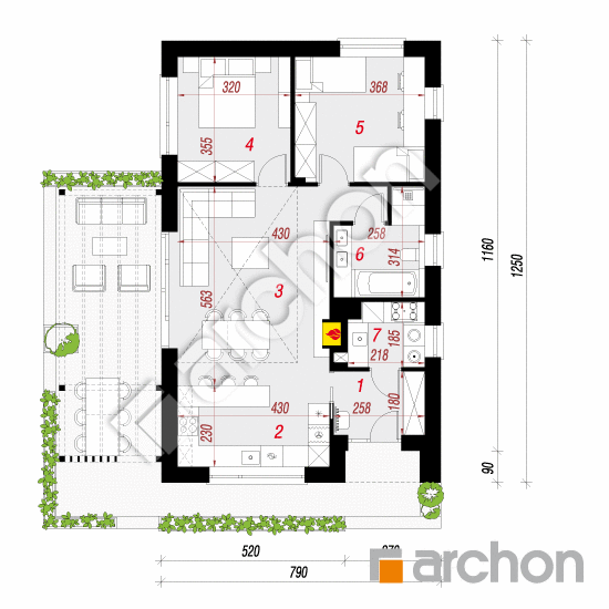 gotowy projekt Dom w toreniach 3 (E) rzut parteru