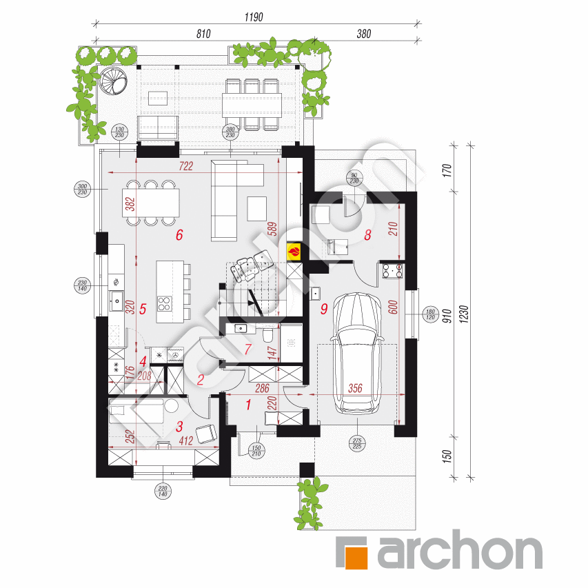 gotowy projekt Dom w passiflorze 2 (E) rzut parteru