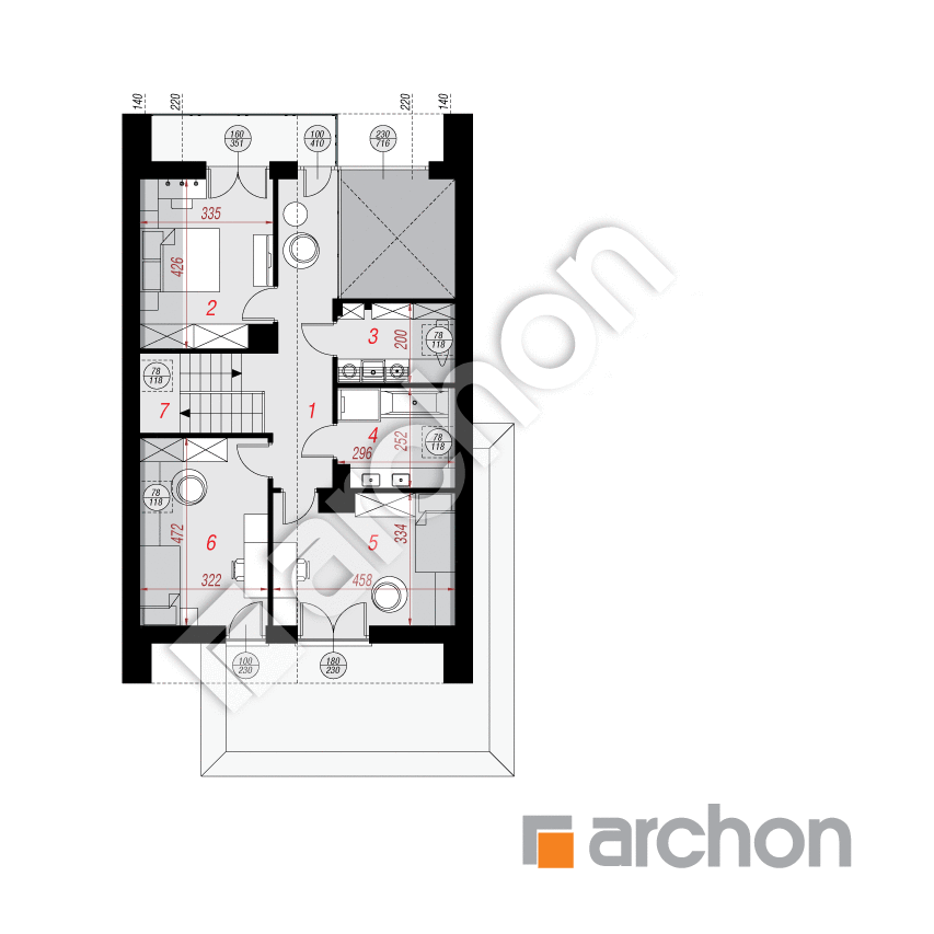 gotowy projekt Dom w miletiach (GE) rzut poddasza