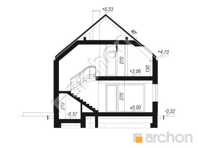 gotowy projekt Dom w miletiach (GE) przekroj budynku