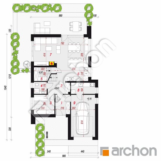gotowy projekt Dom w miletiach (GE) rzut parteru