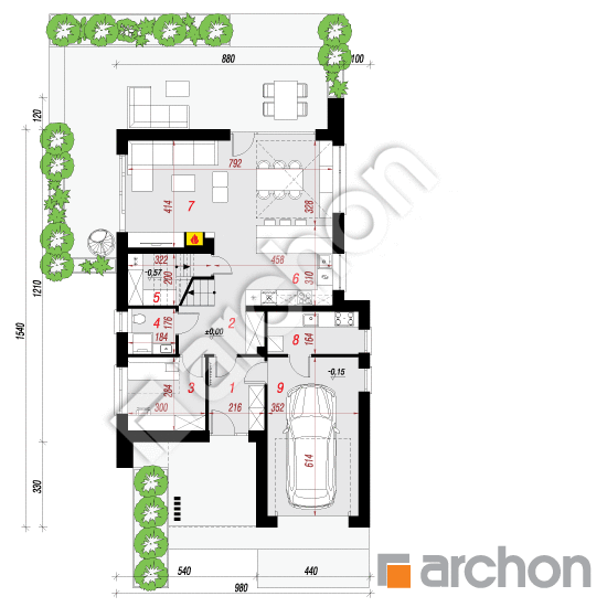 gotowy projekt Dom w miletiach (GE) rzut parteru