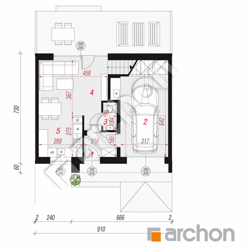 gotowy projekt Dom w bukszpanach 2 (GS) rzut parteru