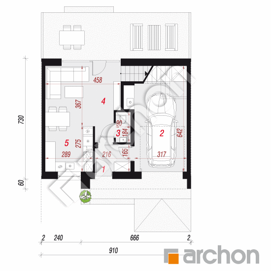 gotowy projekt Dom w bukszpanach 2 (GS) rzut parteru