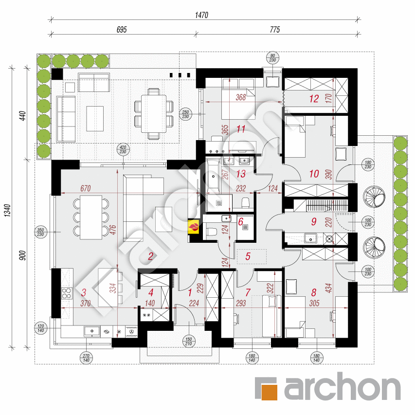 gotowy projekt Dom w przebiśniegach 25 rzut parteru
