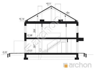 gotowy projekt Dom w riveach 2 (R2) przekroj budynku