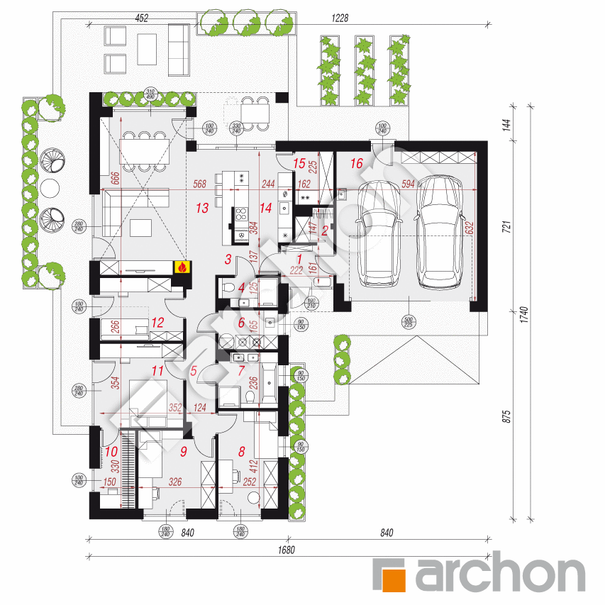 gotowy projekt Dom w kosaćcach 21 (G2) rzut parteru