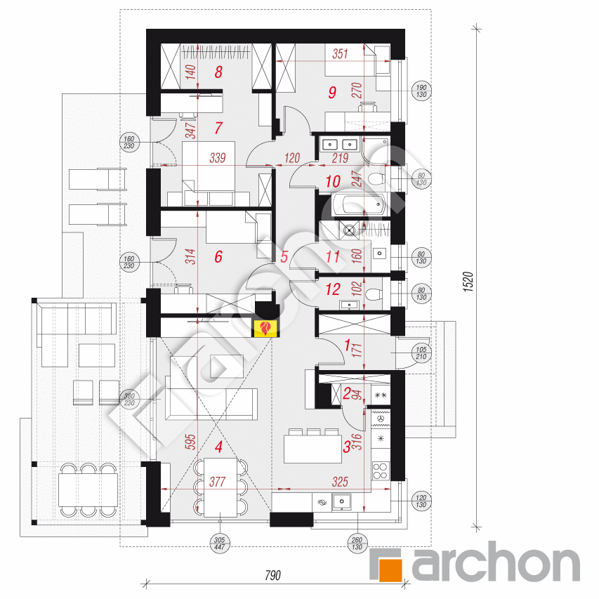 gotowy projekt Dom w kosaćcach 17 (A) rzut parteru