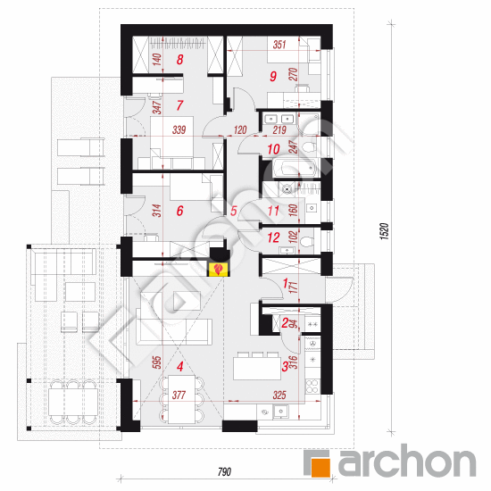 gotowy projekt Dom w kosaćcach 17 (A) rzut parteru