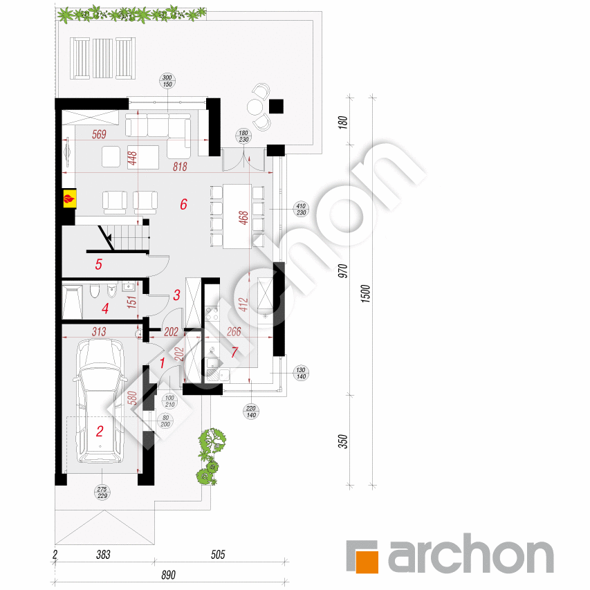 gotowy projekt Dom w czernicach 2 (GB) rzut parteru