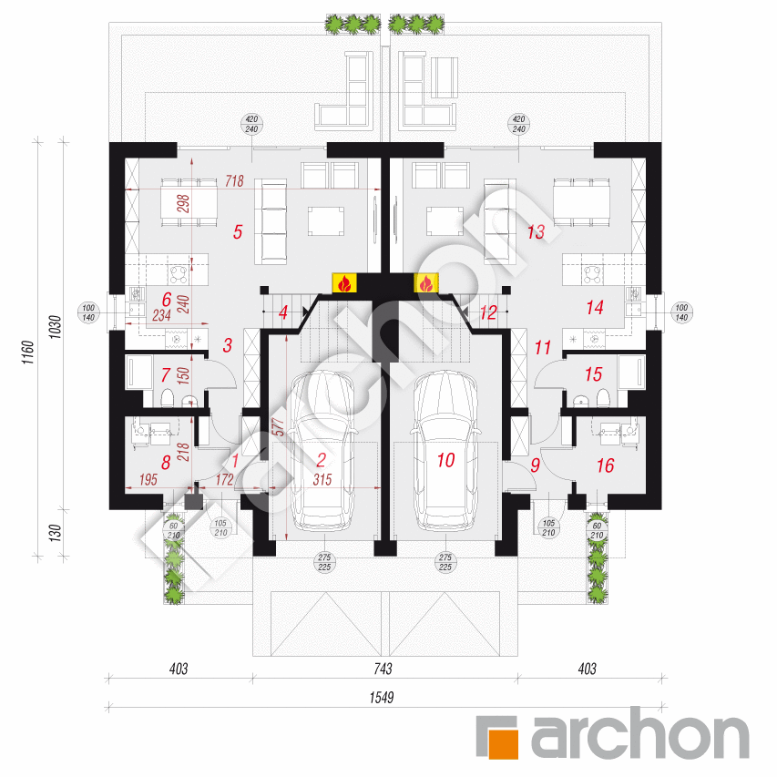 gotowy projekt Dom w klematisach 28 (R2) rzut parteru