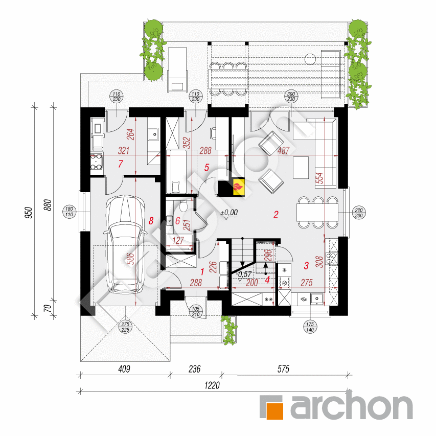 gotowy projekt Dom w malinówkach 50 (GE) rzut parteru