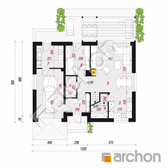 gotowy projekt Dom w malinówkach 50 (GE) rzut parteru