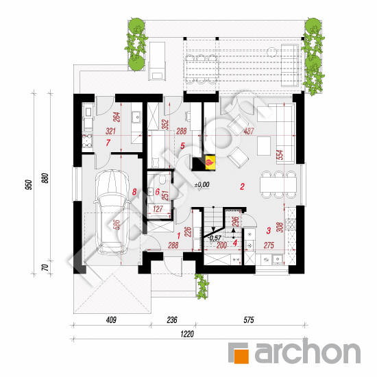 gotowy projekt Dom w malinówkach 50 (GE) rzut parteru