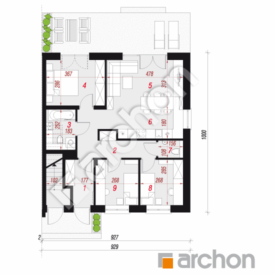 gotowy projekt Dom w bratkach 17 (R2B) rzut parteru