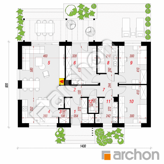 gotowy projekt Dom w kruszczykach 20 (E) rzut parteru