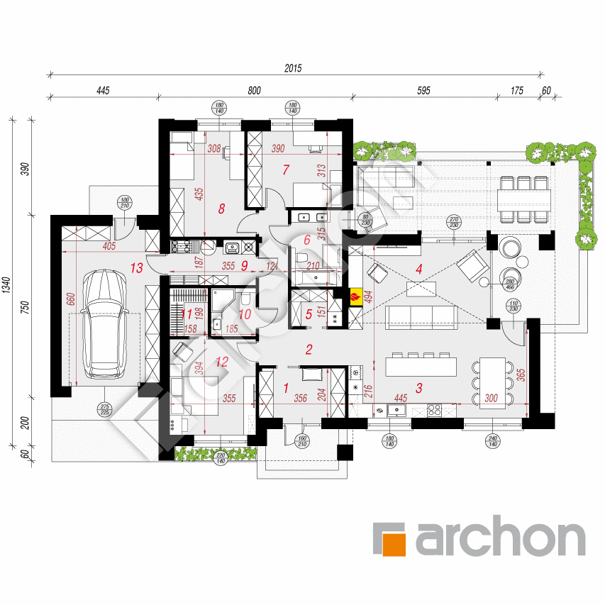 gotowy projekt Dom w bergeniach 5 (GE) rzut parteru