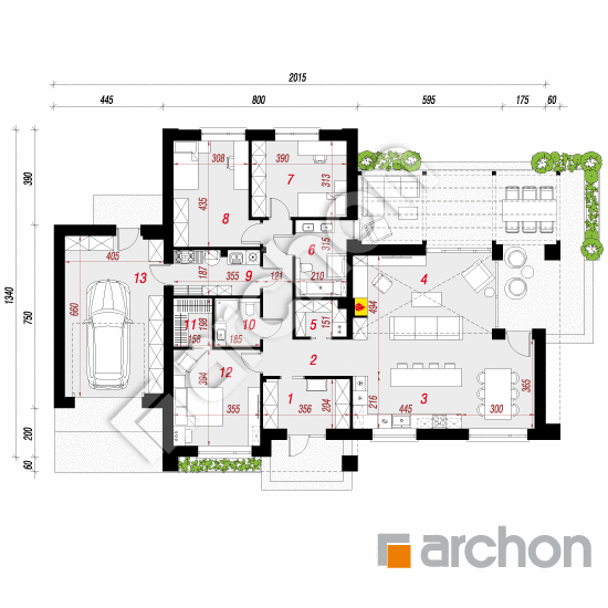 gotowy projekt Dom w bergeniach 5 (GE) rzut parteru