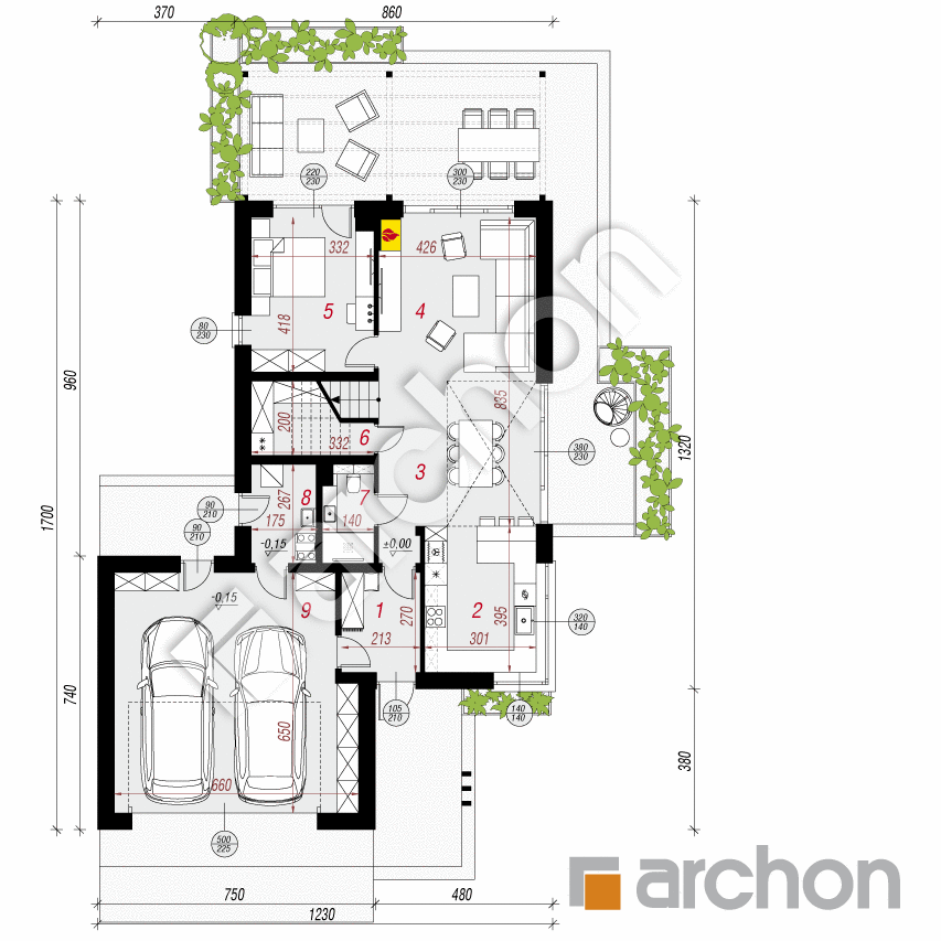gotowy projekt Dom w grudnikach (G2E) rzut parteru