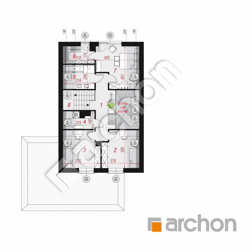 gotowy projekt Dom w grudnikach (G2E) rzut poddasza
