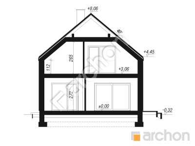 gotowy projekt Dom w grudnikach (G2E) przekroj budynku
