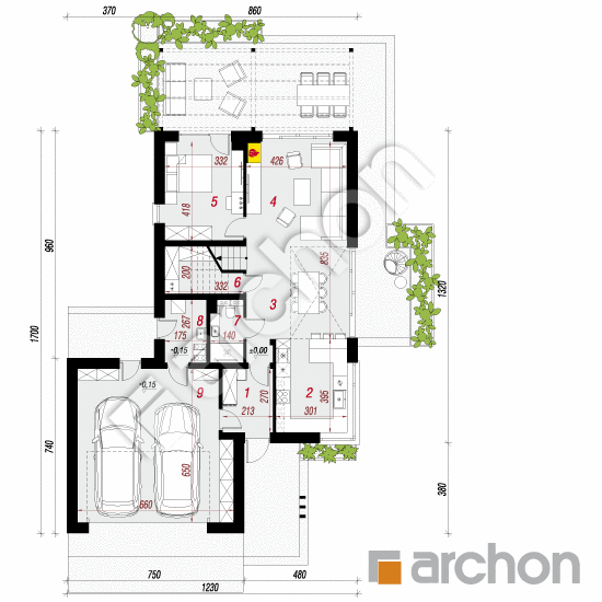 gotowy projekt Dom w grudnikach (G2E) rzut parteru