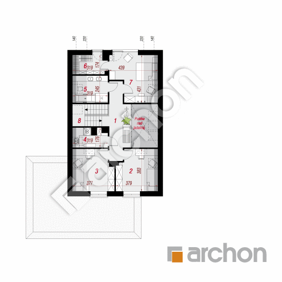 gotowy projekt Dom w grudnikach (G2E) rzut poddasza