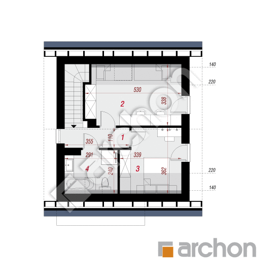 gotowy projekt Dom w borówkach (NE) OZE rzut poddasza