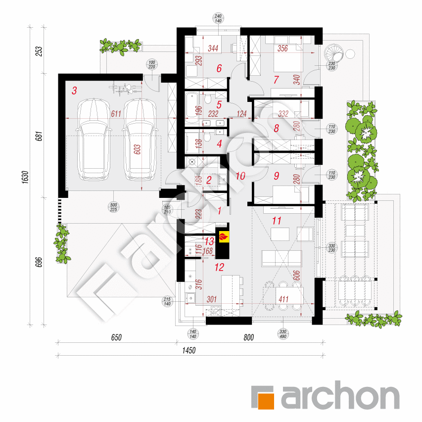 gotowy projekt Dom w kosaćcach 25 (G2) rzut parteru