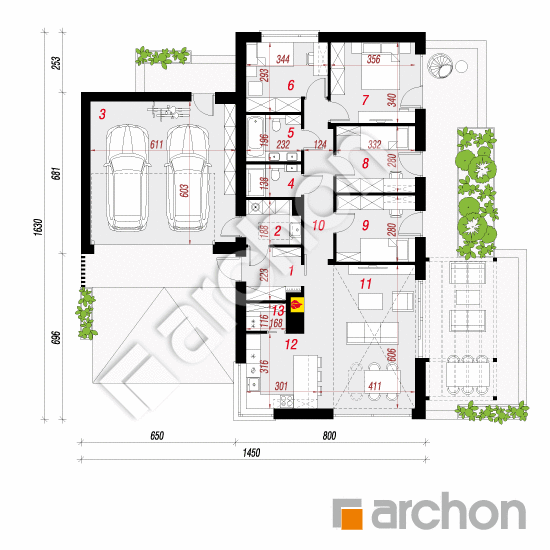 gotowy projekt Dom w kosaćcach 25 (G2) rzut parteru