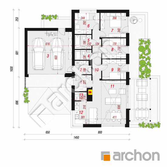 gotowy projekt Dom w kosaćcach 25 (G2) rzut parteru