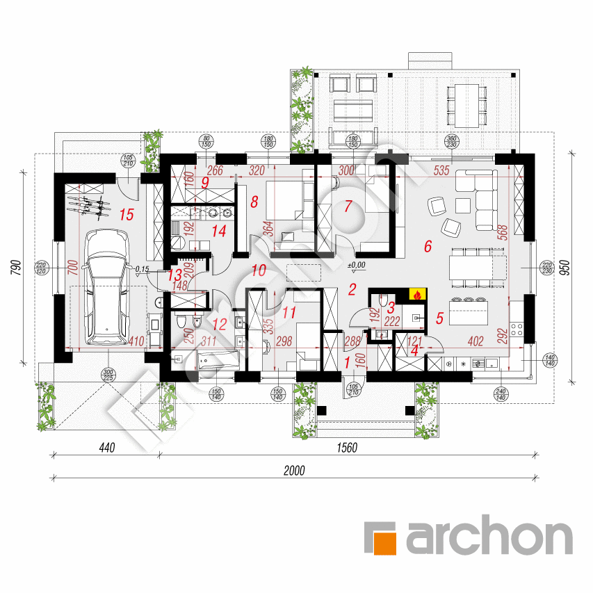 gotowy projekt Dom w leszczynowcach 7 (G) rzut parteru