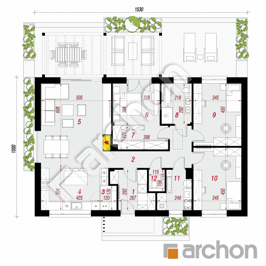gotowy projekt Dom w kruszczykach 29 (E) rzut parteru