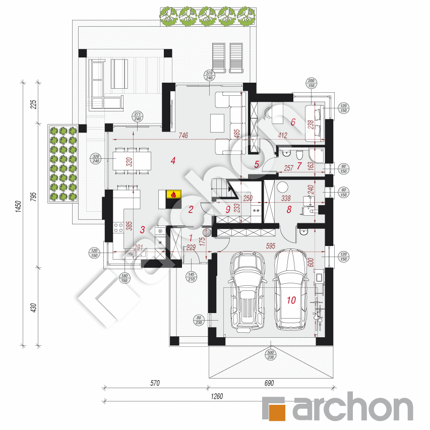 gotowy projekt Dom w telimach (G2) rzut parteru