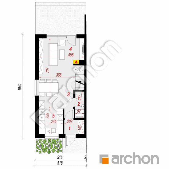 gotowy projekt Dom w riveach 4 (B) rzut parteru