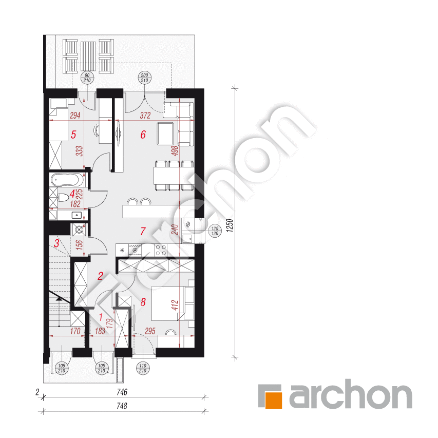 gotowy projekt Dom w bratkach 2 (R2B) rzut parteru