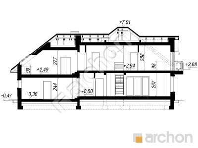 gotowy projekt Dom w hiacyntowcach (G2) przekroj budynku
