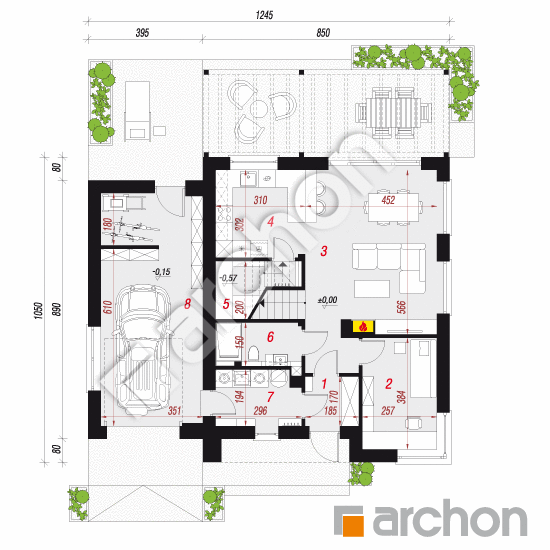 gotowy projekt Dom w malinówkach 21 (GA) rzut parteru
