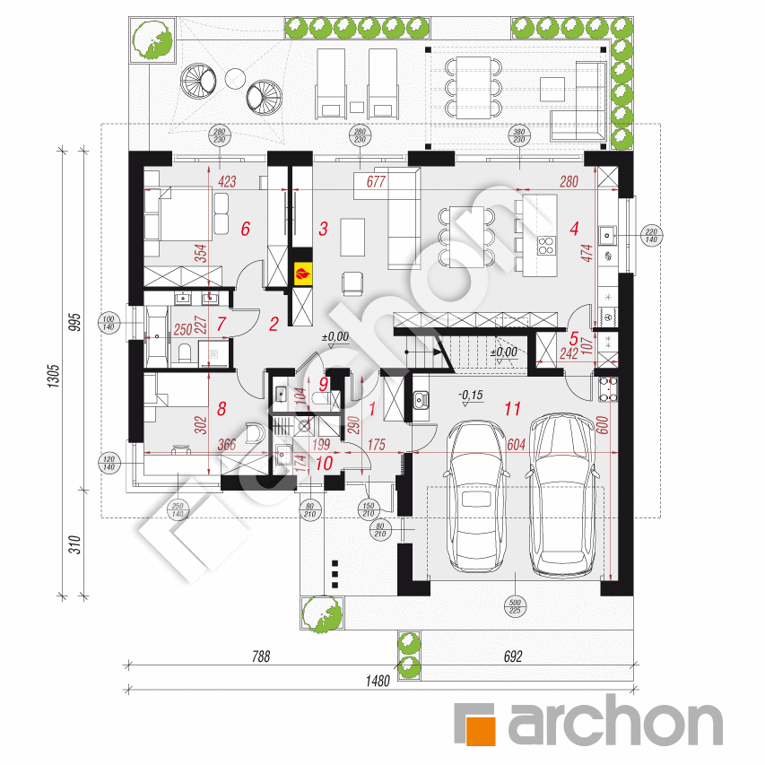 gotowy projekt Dom w kalimerisach 3 (G2E) rzut parteru