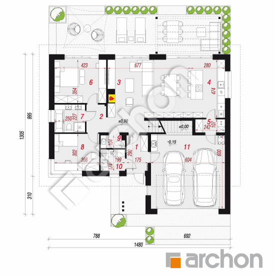 gotowy projekt Dom w kalimerisach 3 (G2E) rzut parteru