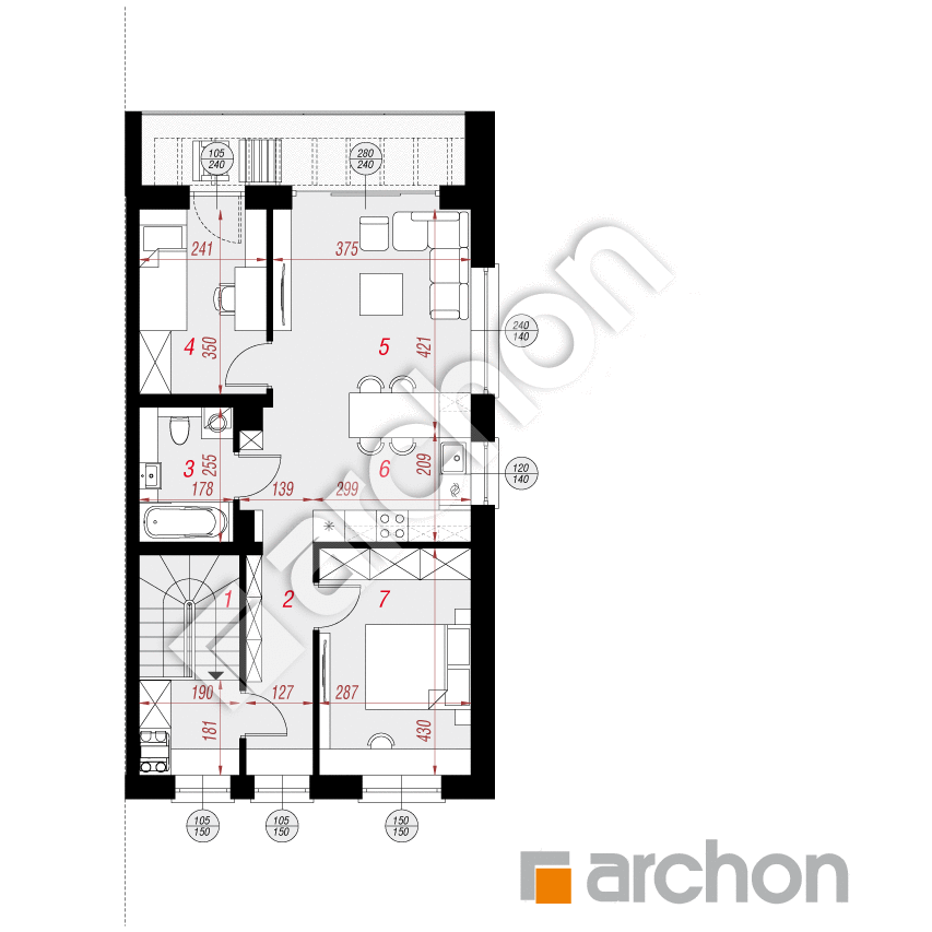 gotowy projekt Dom w bratkach 6 (R2BE) rzut piętra