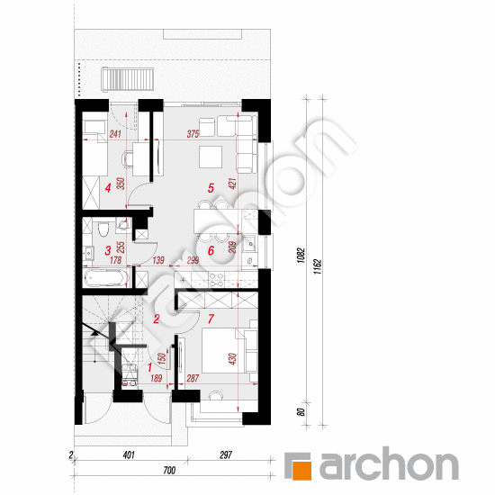 gotowy projekt Dom w bratkach 6 (R2BE) rzut parteru