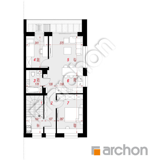 gotowy projekt Dom w bratkach 6 (R2BE) rzut piętra