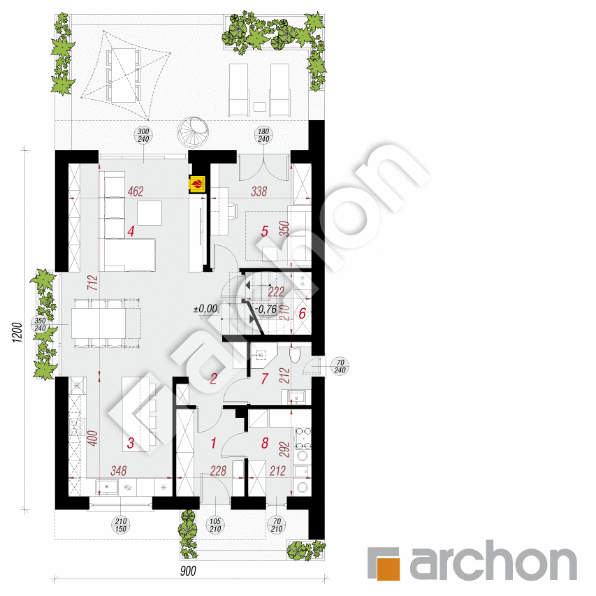 gotowy projekt Dom w anyżku 11 (E) rzut parteru