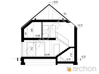 gotowy projekt Dom w anyżku 11 (E) przekroj budynku
