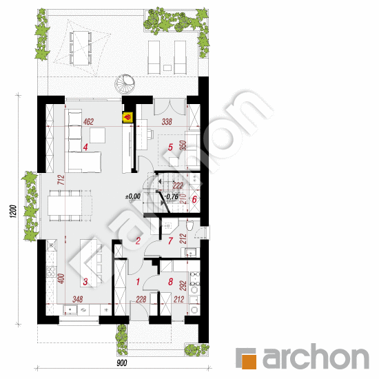 gotowy projekt Dom w anyżku 11 (E) rzut parteru
