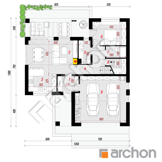 gotowy projekt Dom w cedronellach (G2E) rzut parteru