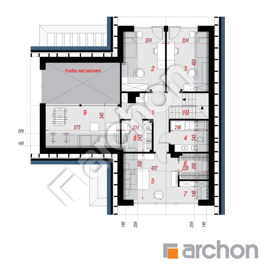 gotowy projekt Dom w cedronellach (G2E) rzut poddasza
