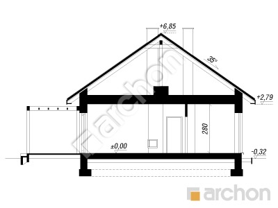 gotowy projekt Dom pod świerkiem 4 (E) przekroj budynku